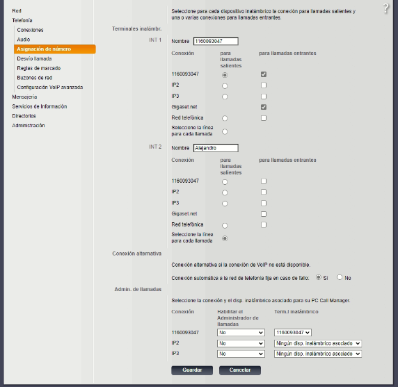 Configuracion de handset y asociacion con lineas Voip