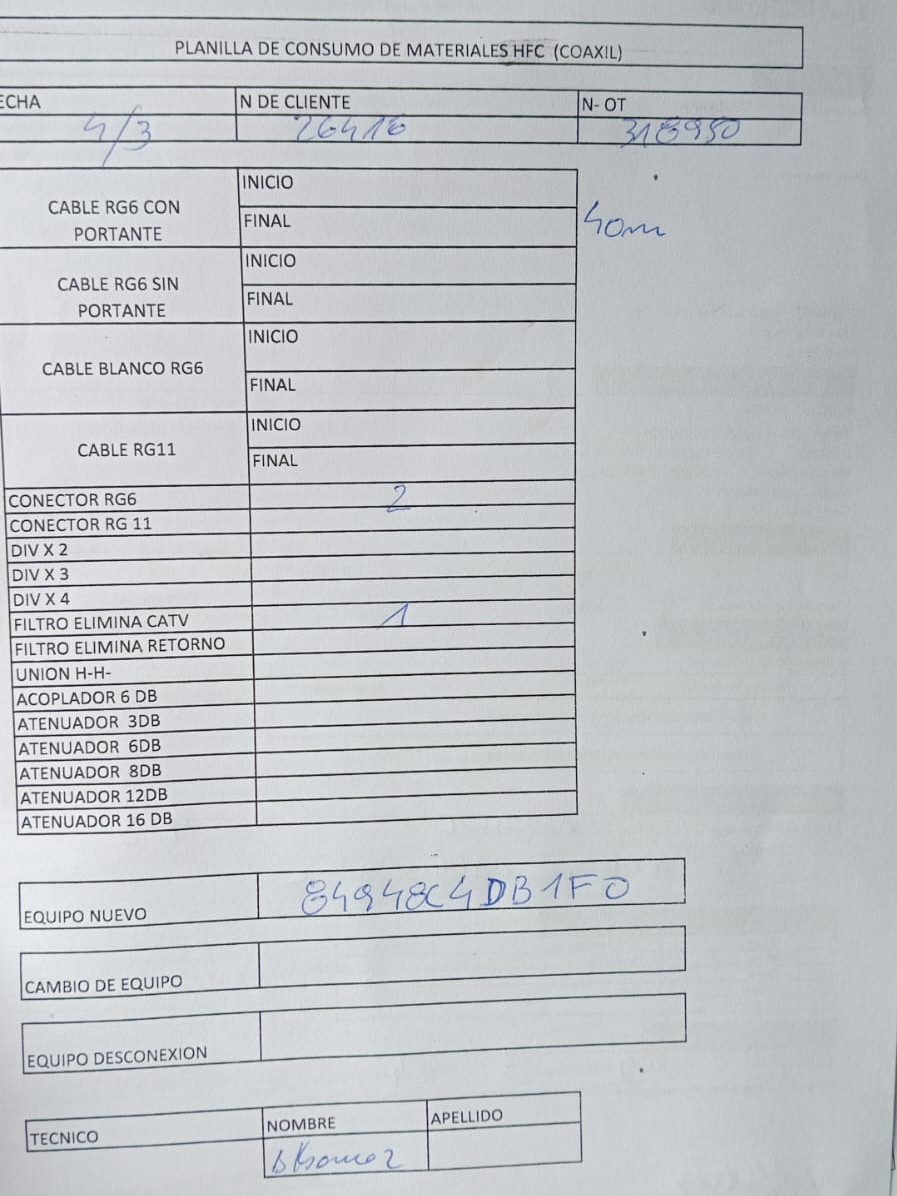 Orden Materiales